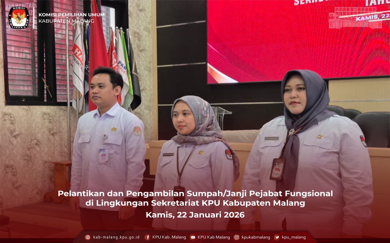 Amanah Baru, Tiga Pegawai Sekretariat Kpu Kabupaten Malang Dilantik Sebagai Pejabat Fungsional Penata Kelola Pemilihan Umum